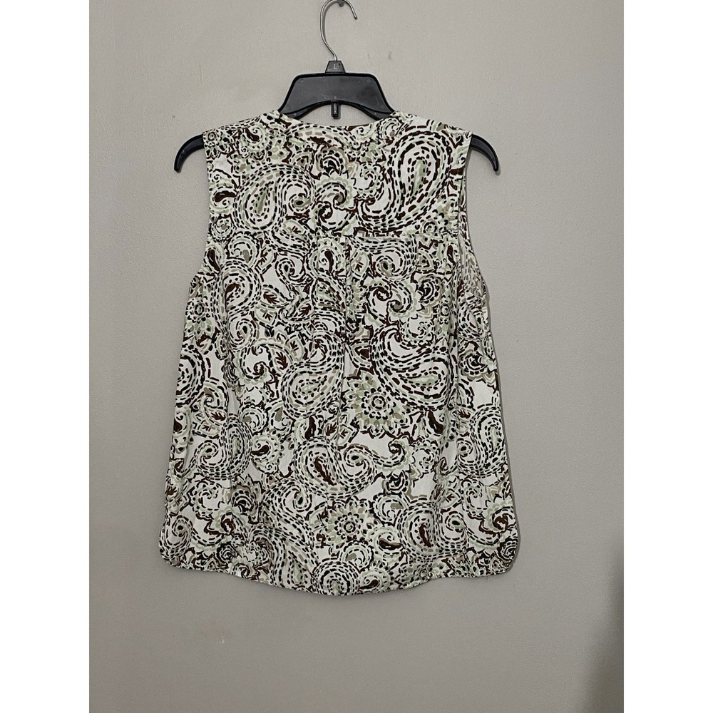 Womens Sleeveless Top Size Medium Lightweight‎ Paisley Button Down Resort Wear - Picture 4 of 8